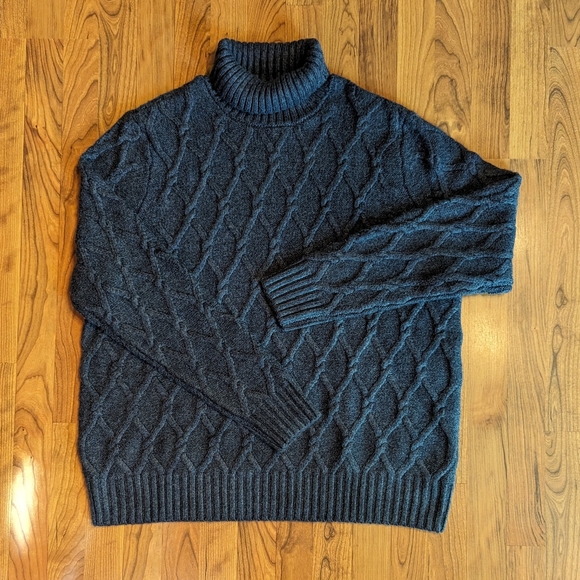 Express Other - Men's Express Turtleneck Sweater in Heather Blue, Size XXL